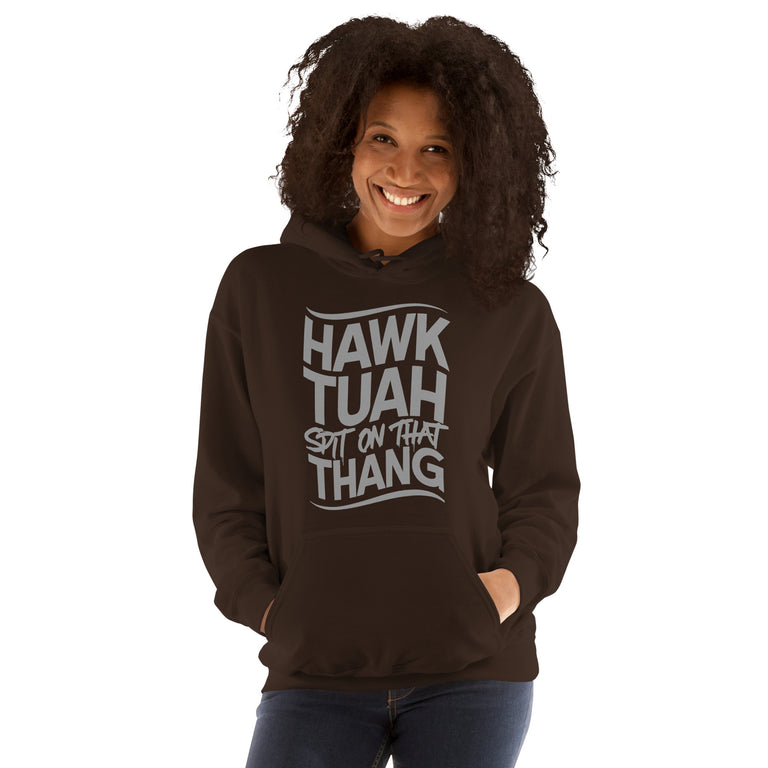 Hawk Tuah Spit On That Thang Hoodie in DARK-CHOCOLATE Color women1-Mockup