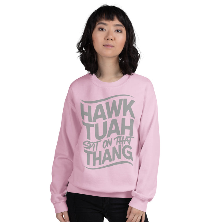 Hawk Tuah Spit On That Thang Sweatshirt in LIGHT-PINK Color women1-Mockup