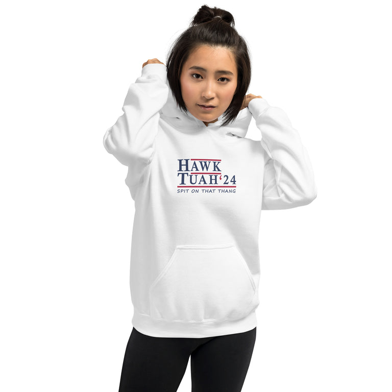 Hawk Tuah Spit On That Thang Voter Hoodie in WHITE Color women3-Mockup