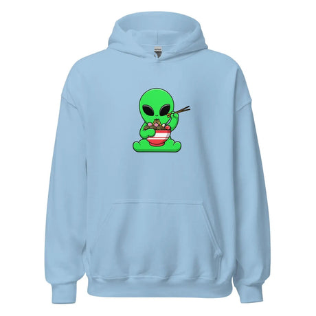 Alien Ramen Noodles Premium Hoodie in Light Blue Color - Ghost mockup