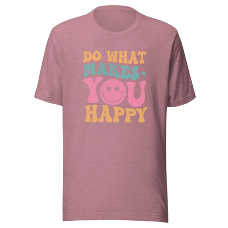 Always Do What Makes You Happy Premium Tee in Heather Orchid Color - Ghost mockup