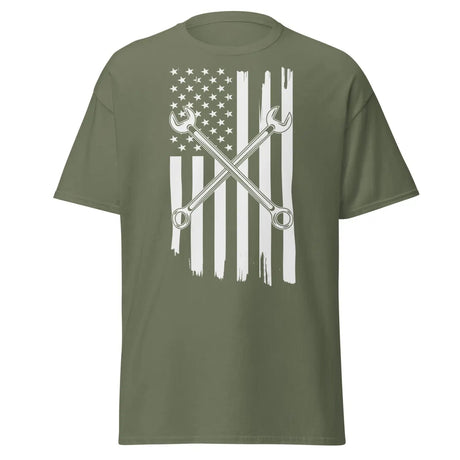 American Mechanic Classic Tee in Military Green Color - Ghost mockup