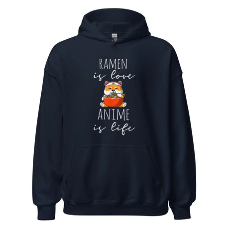 Anime and Ramen Premium Hoodie in Navy Color - Ghost mockup