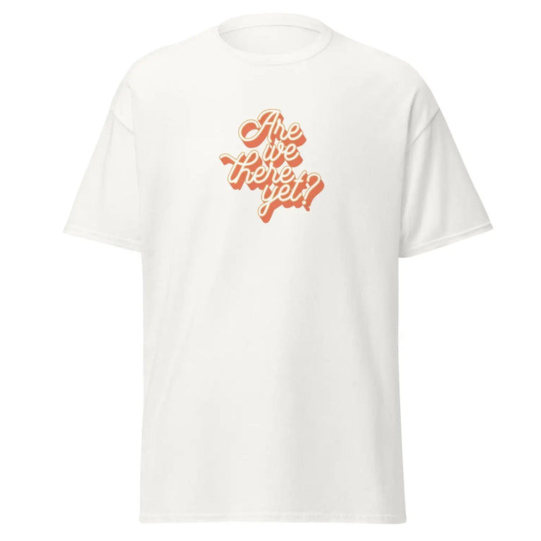 Are We There Yet Classic Tee in White Color - Ghost mockup