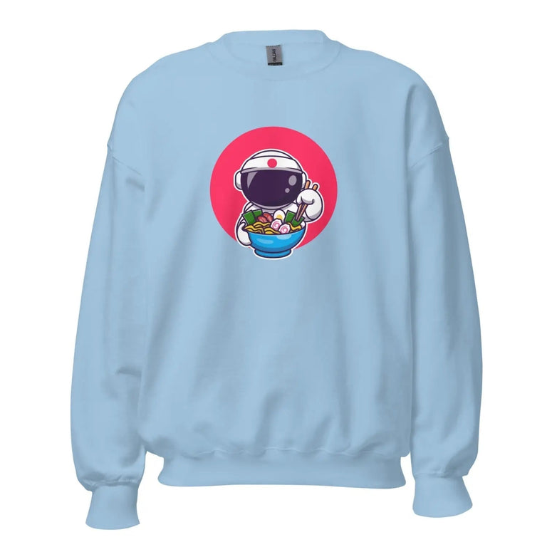 Astronaut Eating Ramen Premium Sweatshirt in Light Blue Color - Ghost mockup