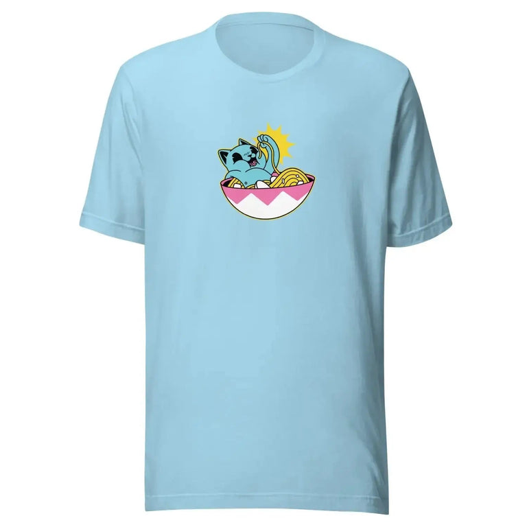 Blue Neon Cat Premium Tee in Ocean Blue Color - Ghost mockup