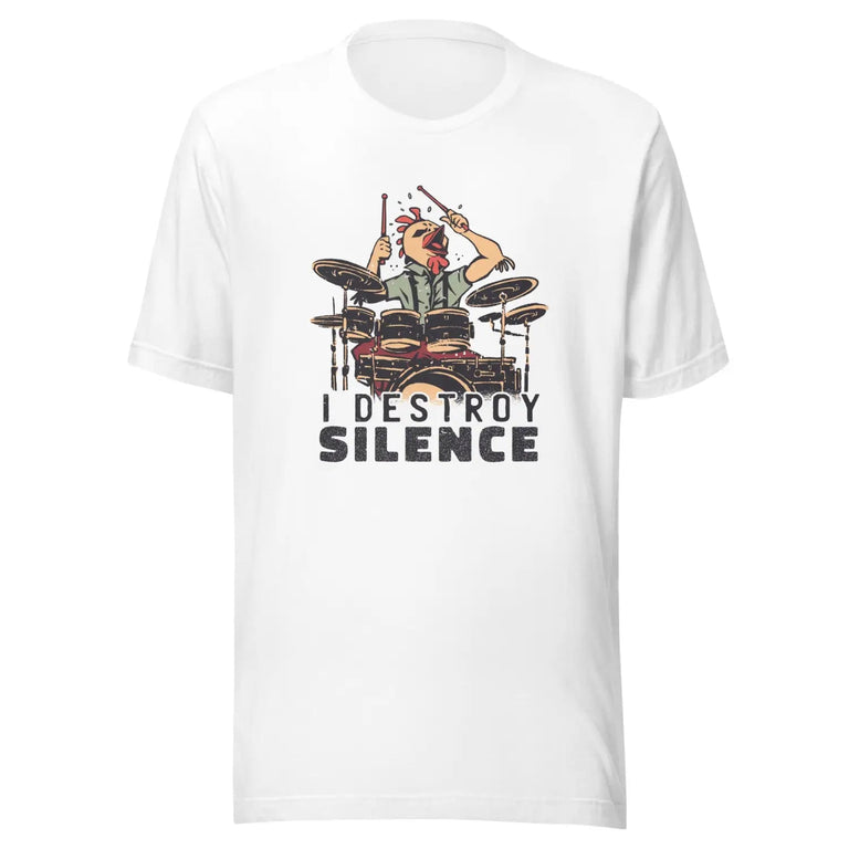 Chicken Drummer - Destroy Silence Premium Tee in White Color - Ghost mockup