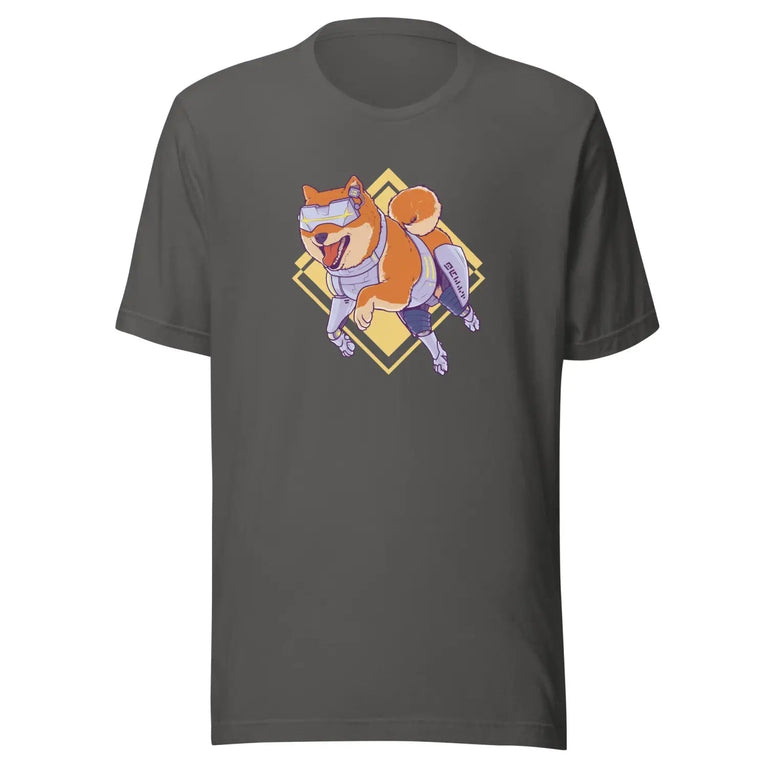 Cyber Shiba Adventure Premium Tee in Asphalt Color - Ghost mockup