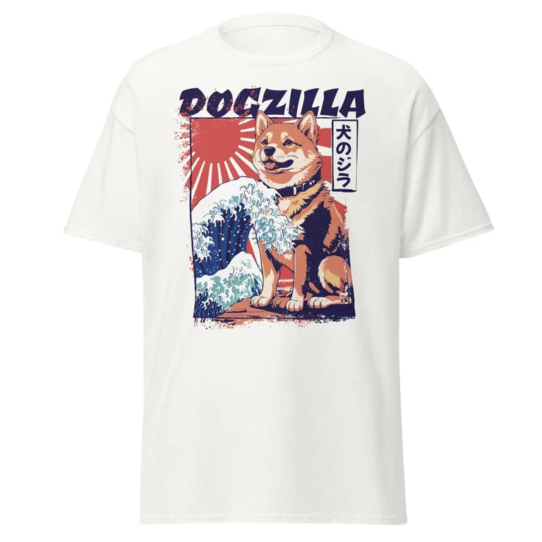 Dogzilla Shiba Inu Classic Tee in White Color - Ghost mockup