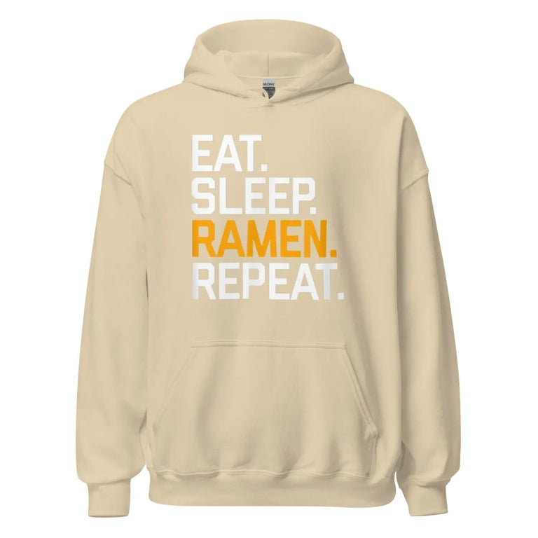 Eat Sleep Ramen Repeat Premium Hoodie in Sand Color - Ghost mockup