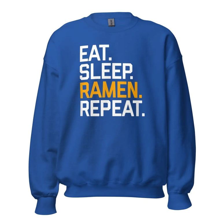 Eat Sleep Ramen Repeat Premium Sweatshirt in Royal Color - Ghost mockup