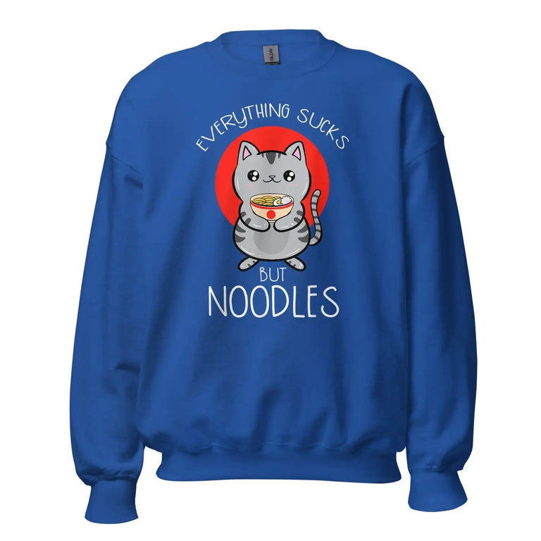 Everything But Noodles Premium Sweatshirt in Royal Color - Ghost mockup