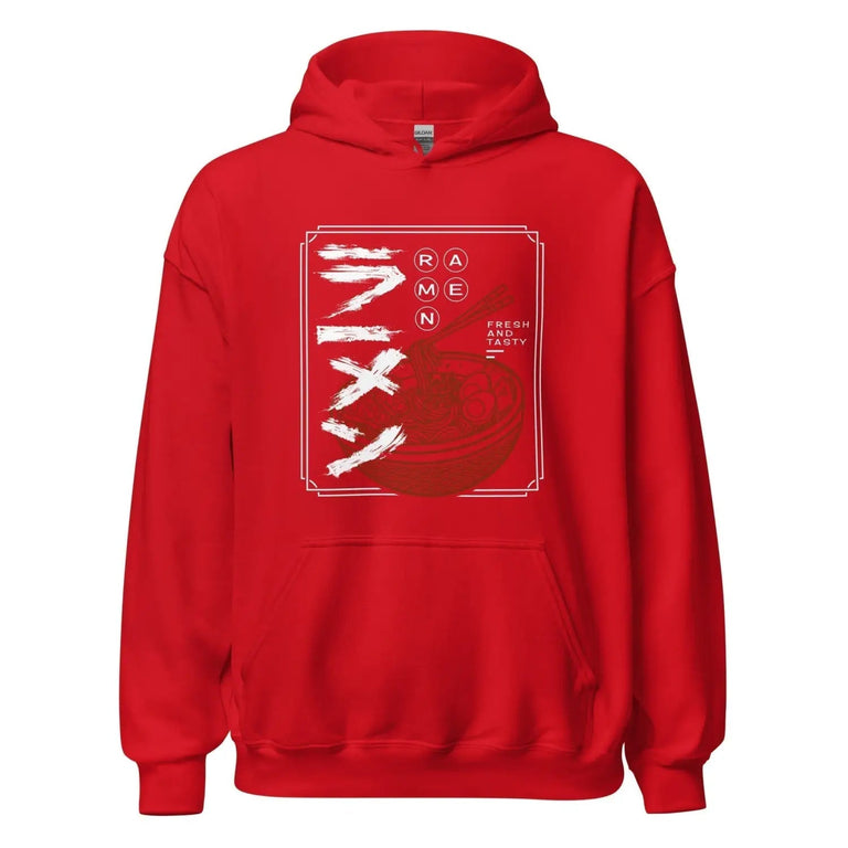 Fresh Ramen Flavor Premium Hoodie in Red Color - Ghost mockup