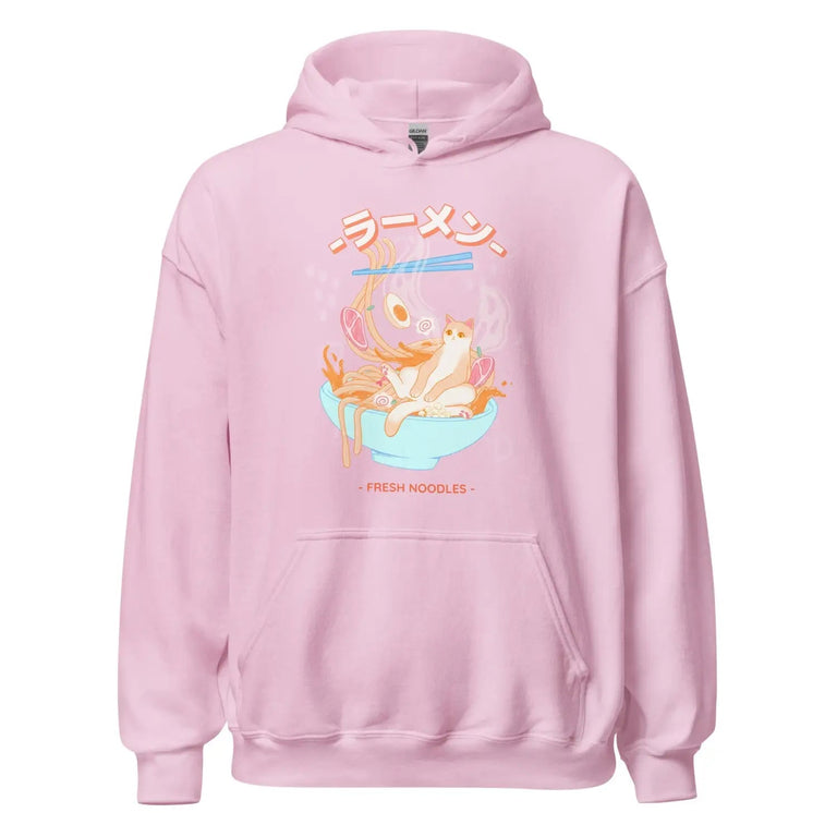 Fresh Ramen Noodles Premium Hoodie in Light Pink Color - Ghost mockup