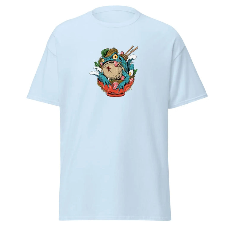 Frog Ramen Classic Tee in Light Blue Color - Ghost mockup