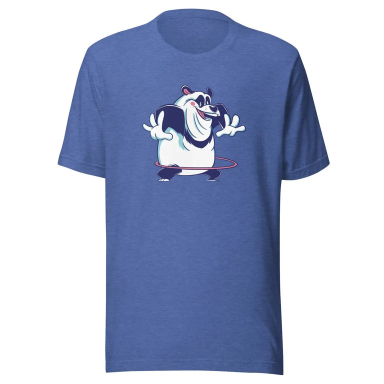 Funny Panda Hula Premium Tee in Heather True Royal Color - Ghost mockup