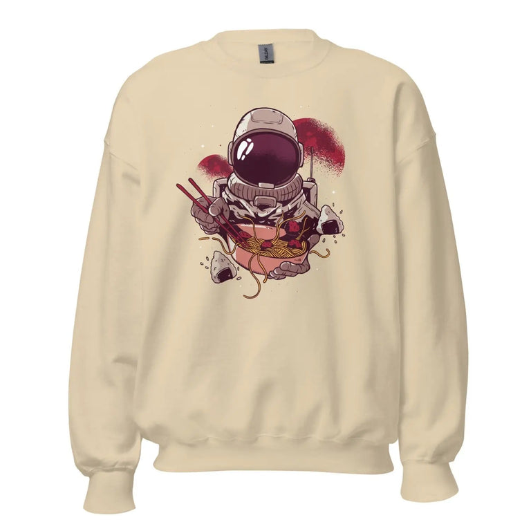 Galactic Ramen Explorer Premium Sweatshirt in Sand Color - Ghost mockup