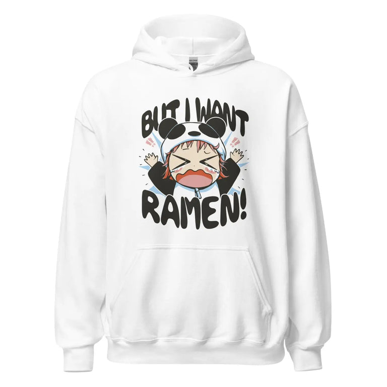 I Want Ramen Panda Premium Hoodie in White Color - Ghost mockup