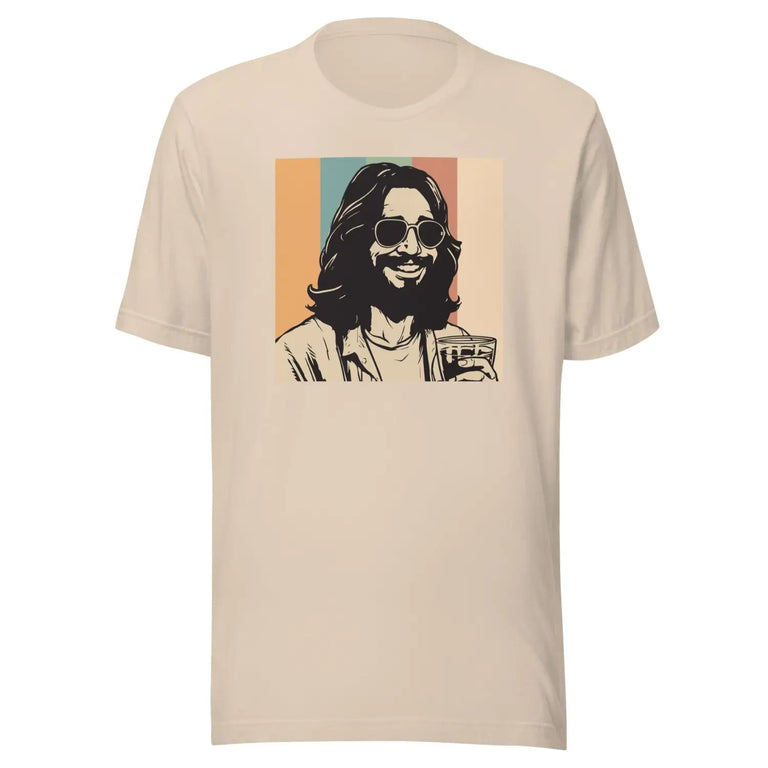 Jesus Wearing Sunglasses Premium Tee in Soft Cream Color - Ghost mockup