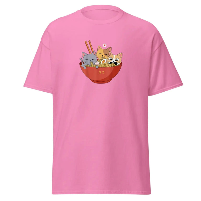 Kawaii Cats in a Bowl of Ramen Classic Tee in Azalea Color - Ghost mockup