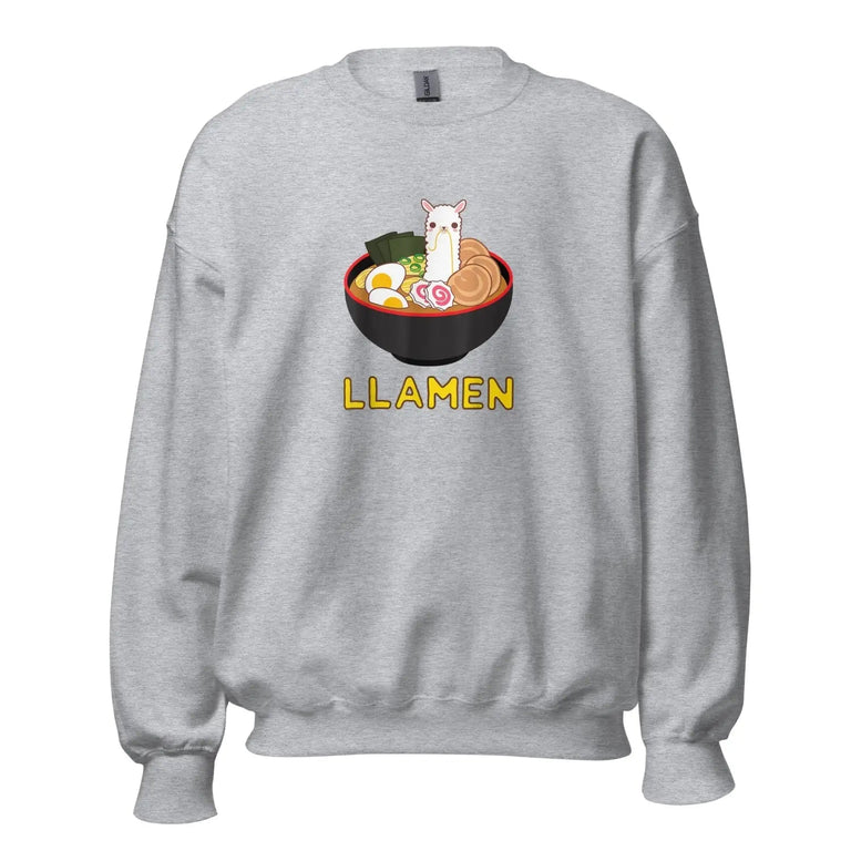 Llamen Ramen Party Premium Sweatshirt in Sport Grey Color - Ghost mockup