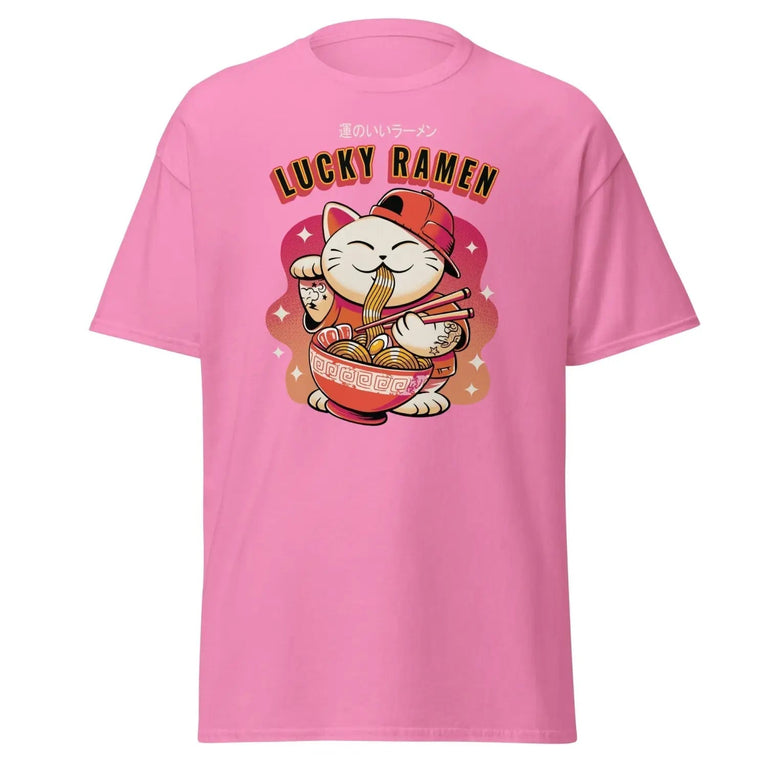 Lucky Ramen - Maneki Neko Classic Tee in Azalea Color - Ghost mockup