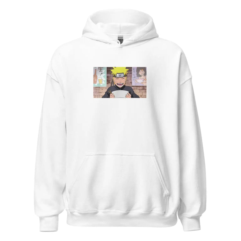 Naruto Ramen Meme Premium Hoodie in White Color - Ghost mockup