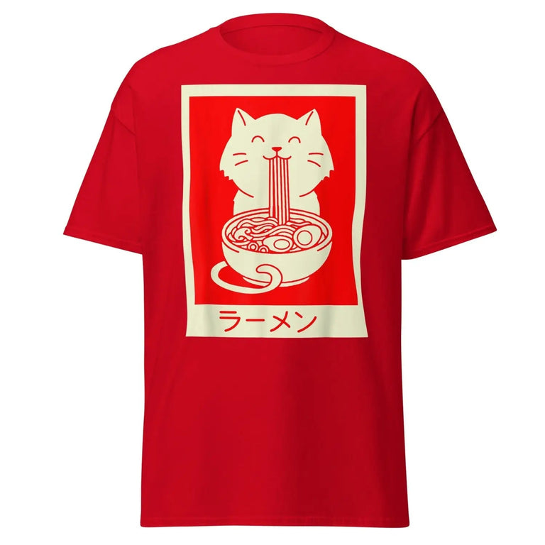 Neko Ramen Classic Tee in Red Color - Ghost mockup