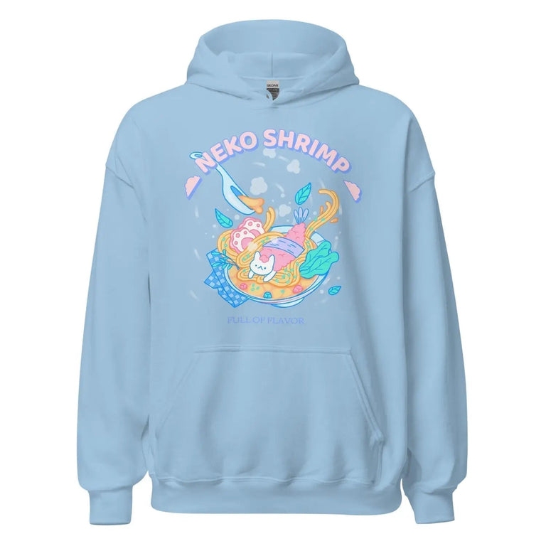 Neko Shrimp Flavor Premium Hoodie in Light Blue Color - Ghost mockup