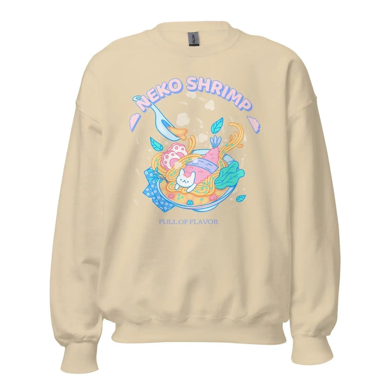 Neko Shrimp Flavor Premium Sweatshirt in Sand Color - Ghost mockup