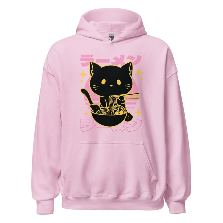 Noodle Cat Premium Hoodie in Light Pink Color - Ghost mockup