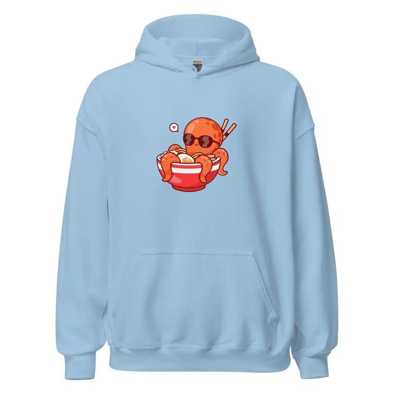 Octopus with Sunglasses Premium Hoodie in Light Blue Color - Ghost mockup