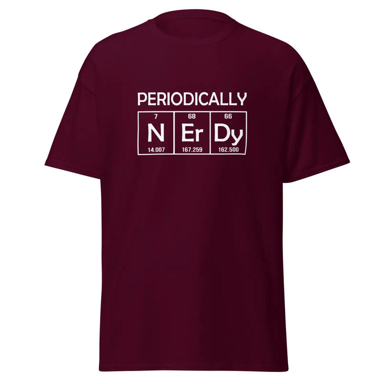 Periodically Nerdy Classic Tee in Maroon Color - Ghost mockup