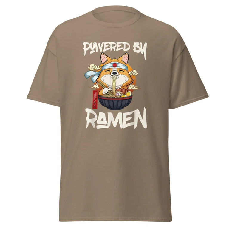 Powered by Ramen Chibi Shiba Classic Tee in Brown Savana Color - Ghost mockup