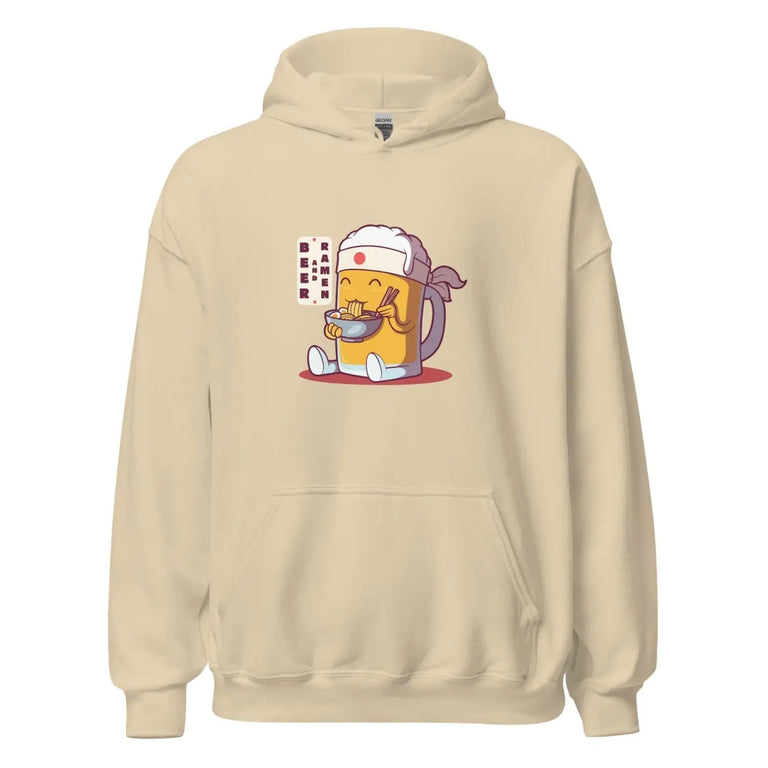 Ramen Beer Premium Hoodie in Sand Color - Ghost mockup