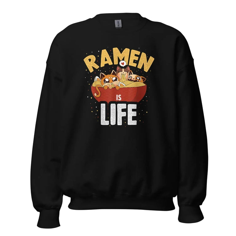 Ramen Is Life Premium Sweatshirt in Black Color - Ghost mockup