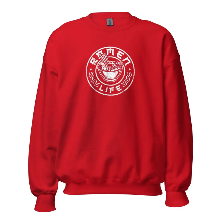 Ramen Life Shirt Premium Sweatshirt in Red Color - Ghost mockup