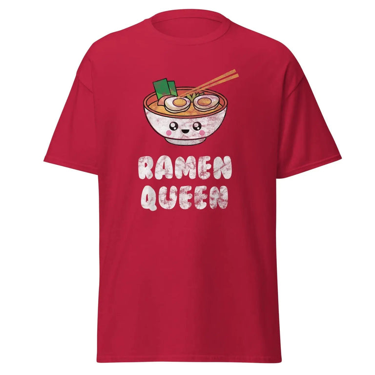 Ramen Queen Classic Tee in Cardinal Color - Ghost mockup