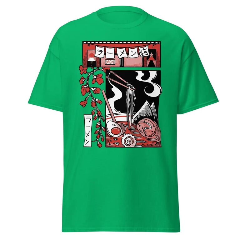 Ramen Rendezvous Classic Tee in Irish Green Color - Ghost mockup