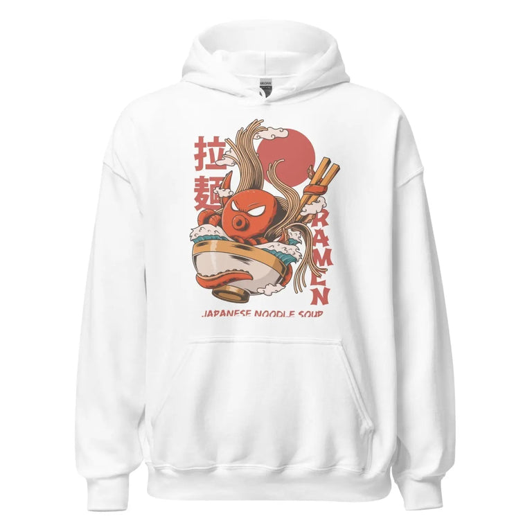 Ramen Warrior Premium Hoodie in White Color - Ghost mockup