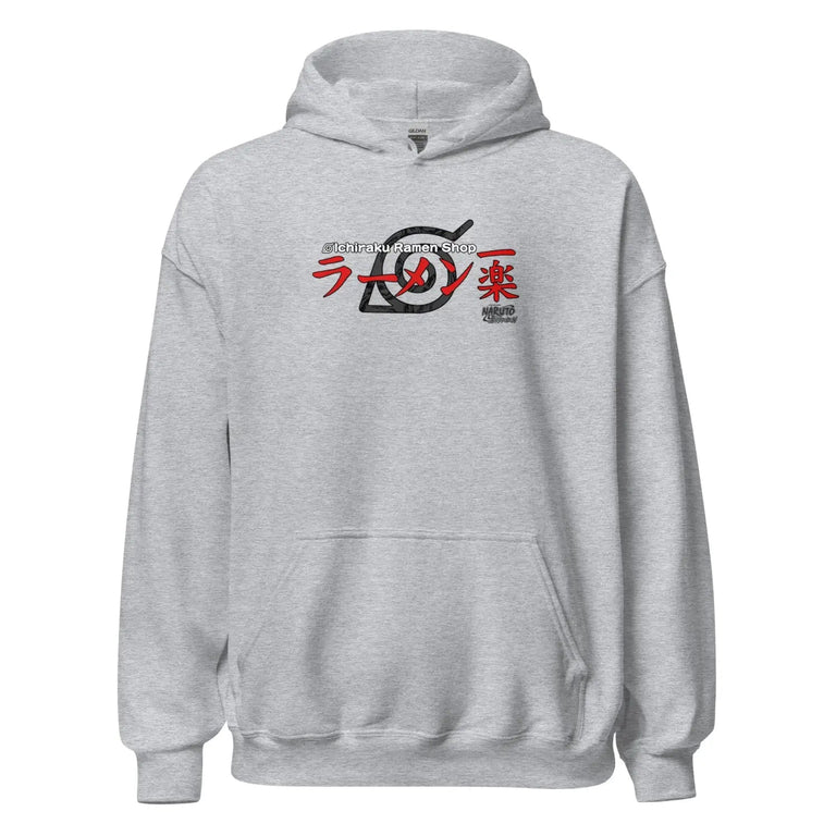 Savory Ichiraku Ramen Premium Hoodie in Sport Grey Color - Ghost mockup