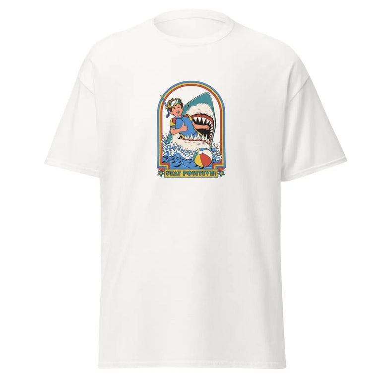 Shark Encounter Posi-Classic Tee in White Color - Ghost mockup