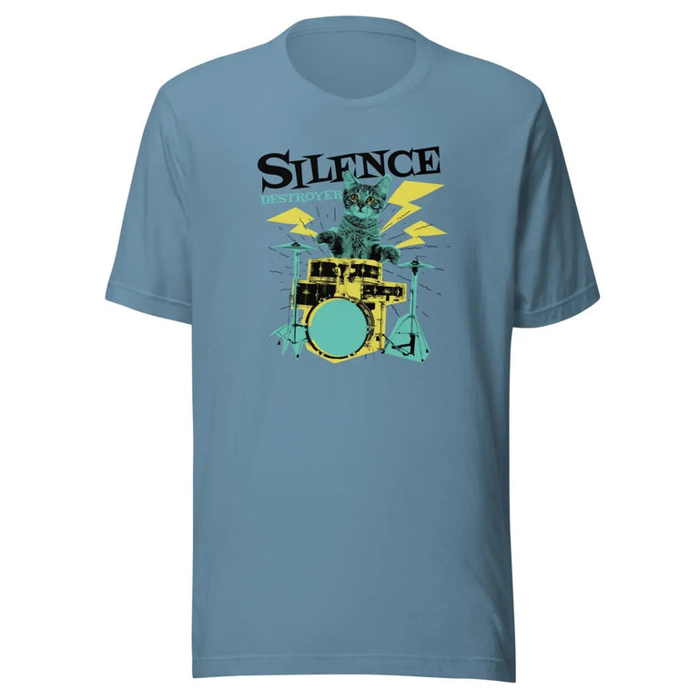 Silence Destroyer Premium Tee in Steel Blue Color - Ghost mockup