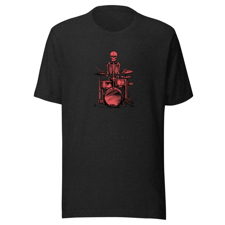 Skeleton Drummer Premium Tee in Black Heather Color - Ghost mockup