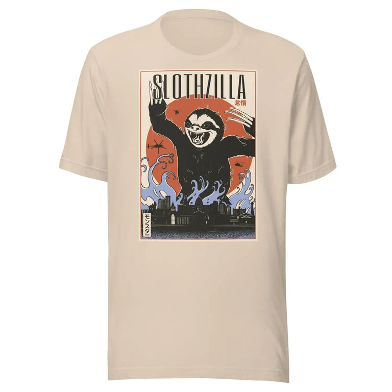 Slothzilla Premium Tee in Soft Cream Color - Ghost mockup