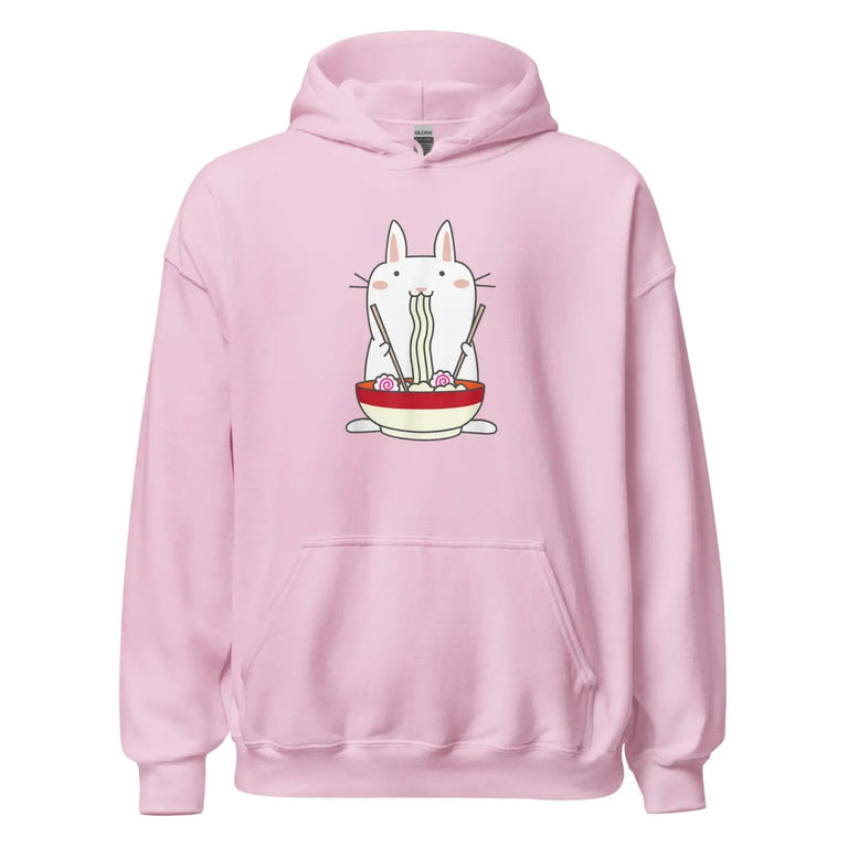 Snuggly Bunny Ramen Premium Hoodie in Light Pink Color - Ghost mockup