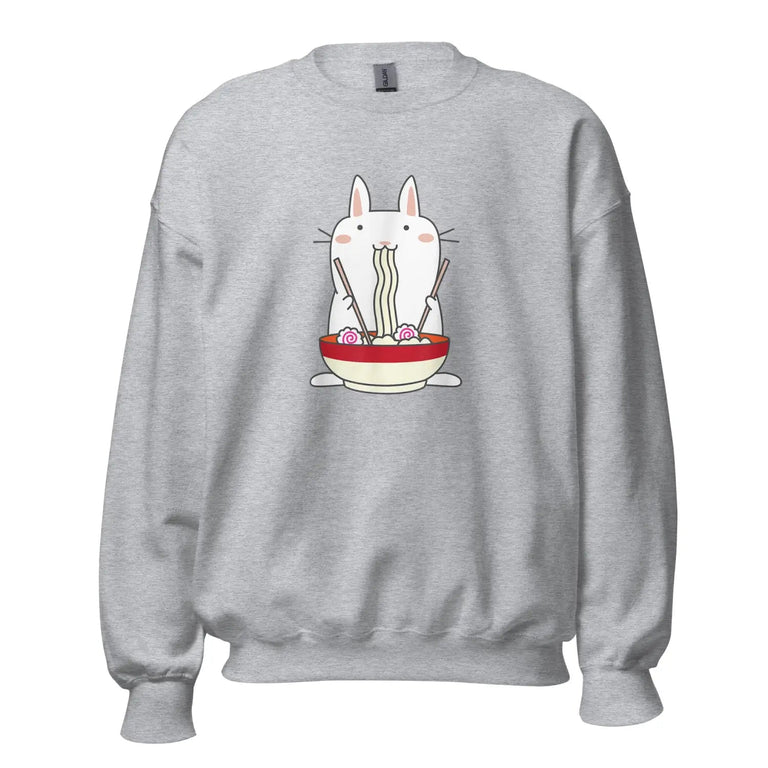 Snuggly Bunny Ramen Premium Sweatshirt in Sport Grey Color - Ghost mockup